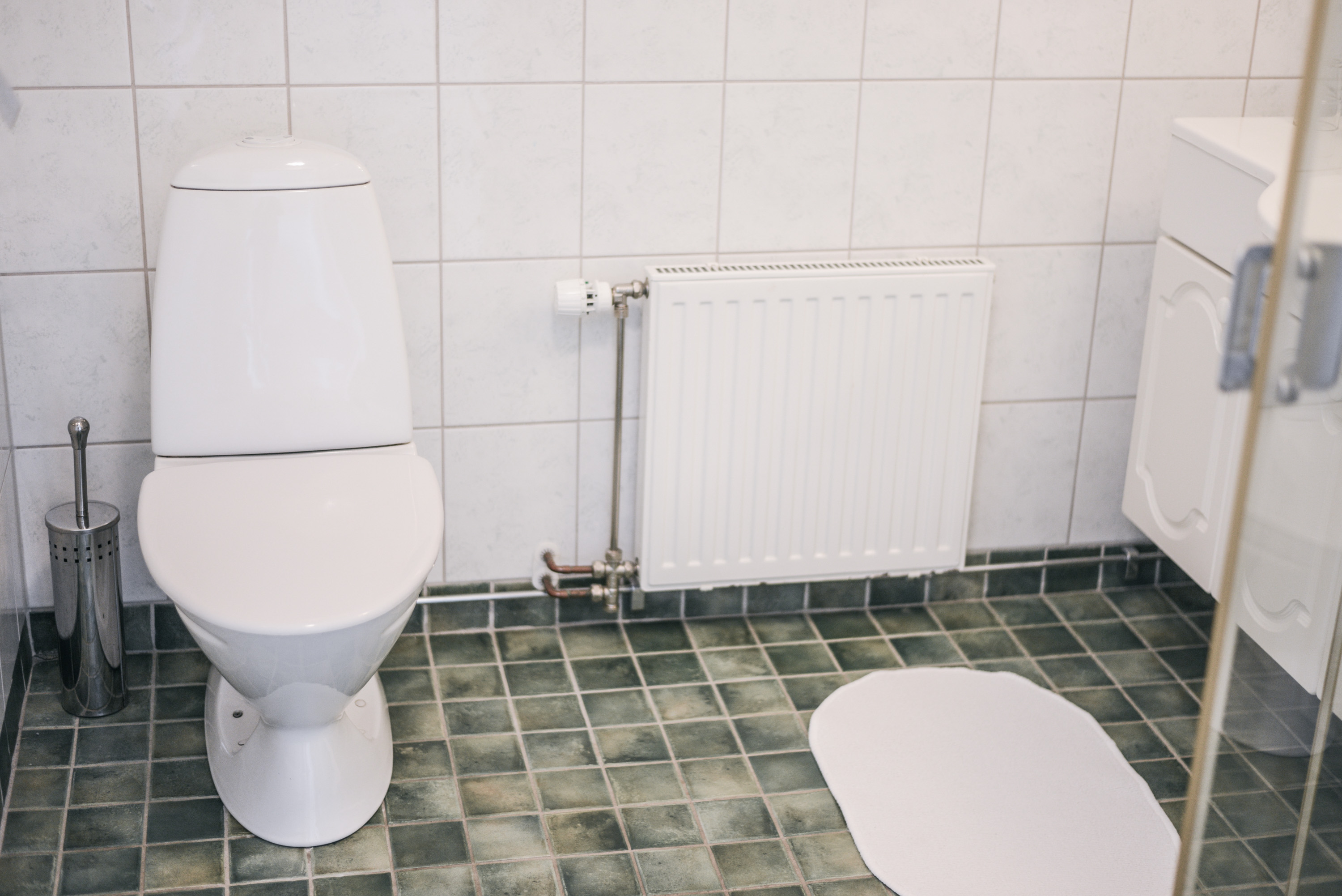 The toilet in one of the rooms